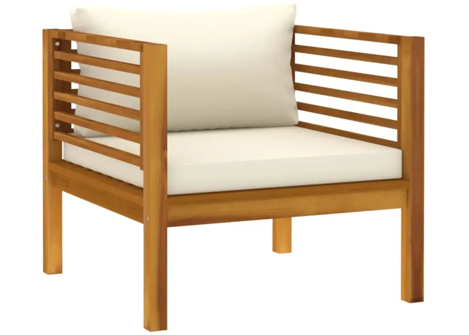 vidaXL Patio Chair with Cream White Cushions Solid Acacia Wood