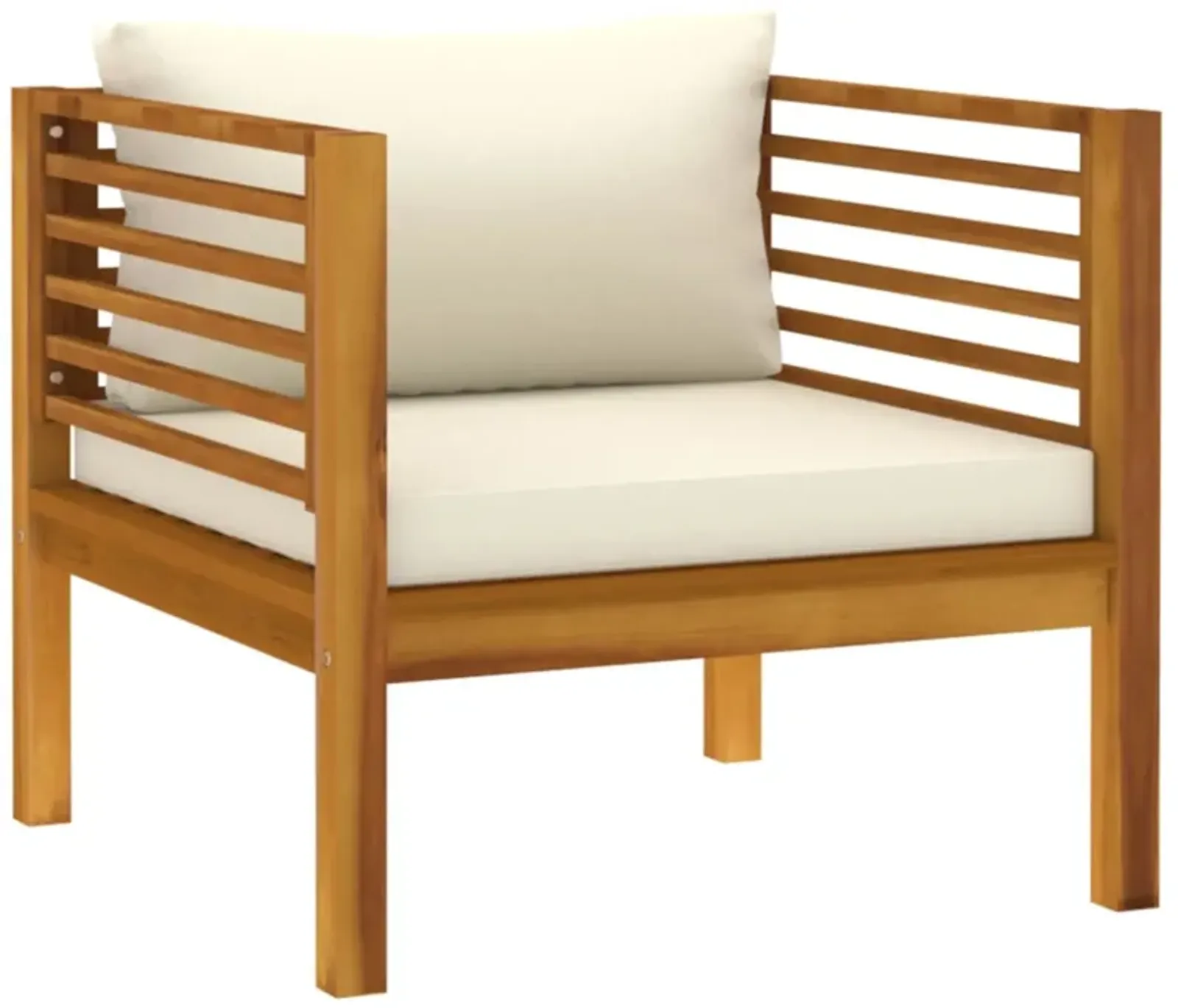 vidaXL Patio Chair with Cream White Cushions Solid Acacia Wood