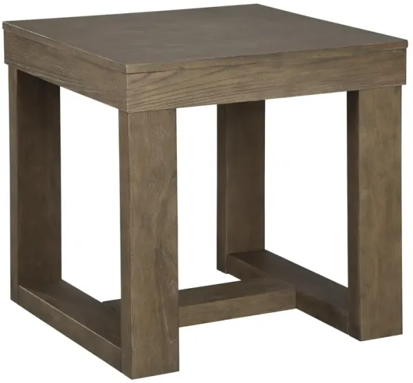 Grained Wooden Frame End Table with Trestle Base, Taupe Brown- Benzara