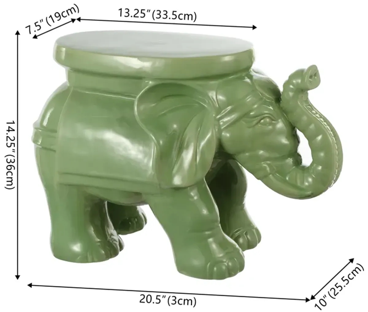 White Elephant Ceramic Garden Stool