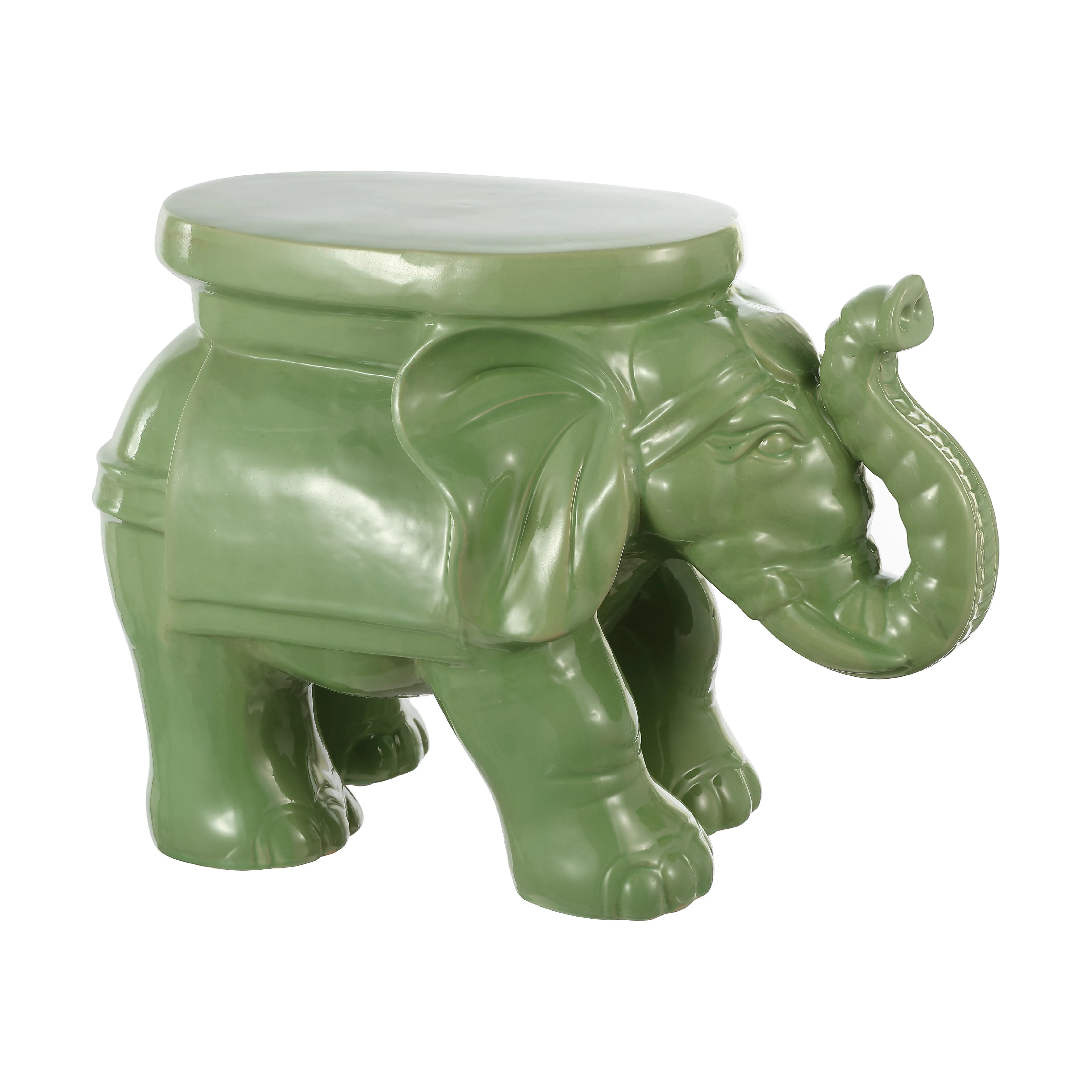 White Elephant 14.25" Ceramic Garden Stool, Gray