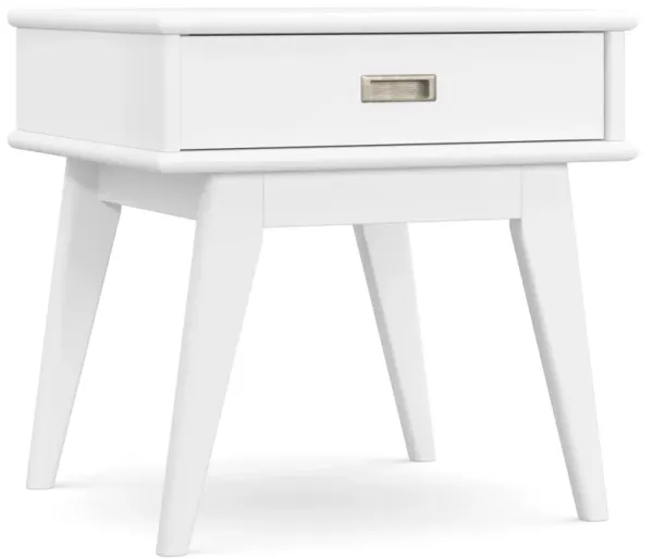 Draper SOLID HARDWOOD 22 inch Wide Rectangle Mid Century Modern End Table in White