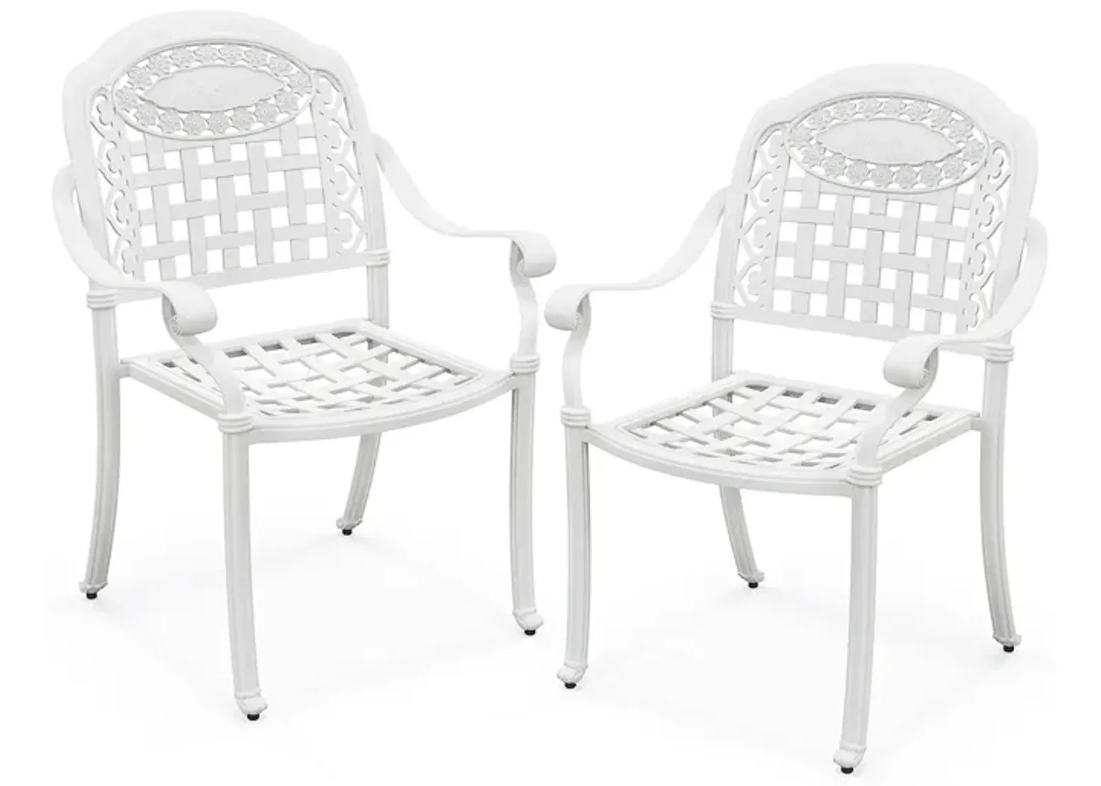 Set of 2 Cast Aluminum Patio Chairs with Armrests