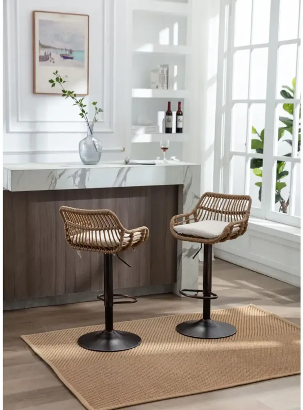 2 Piece/S Swivel Bar Stools Set for Kitchen or Dining Room