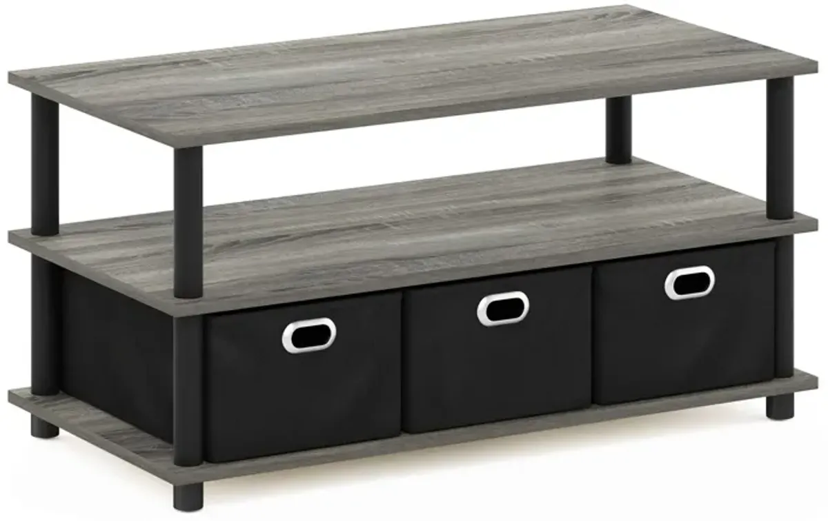 FURINNO Turn-N-Tube coffee Table, 3122D x 155W x 158H in, French Oak greyBlackBlack