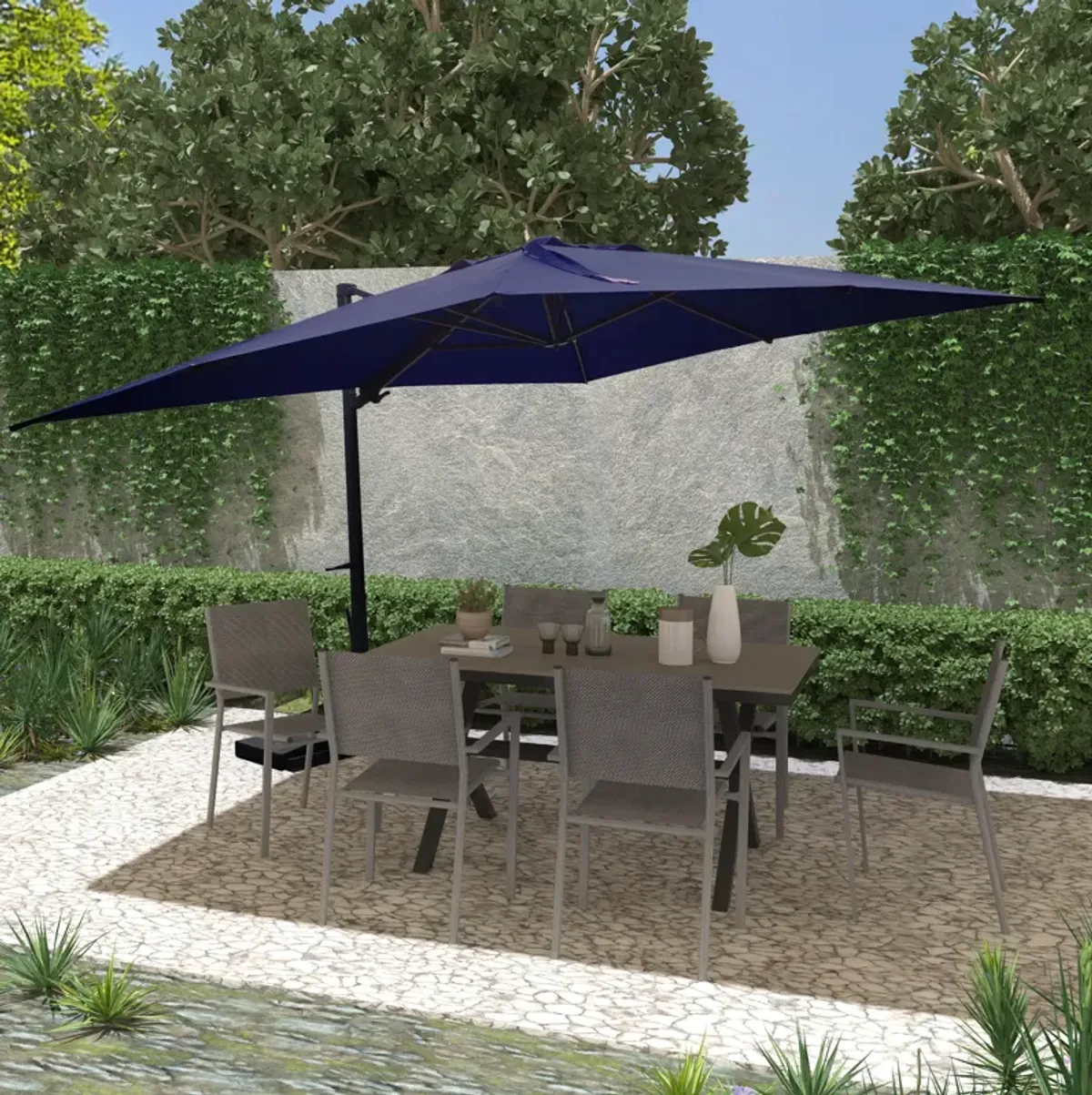 MONDAWE 10 ft. x 13 ft. Aluminum Cantilever Patio Umbrella  Garden Offset Umbrella with Base Weight Stand