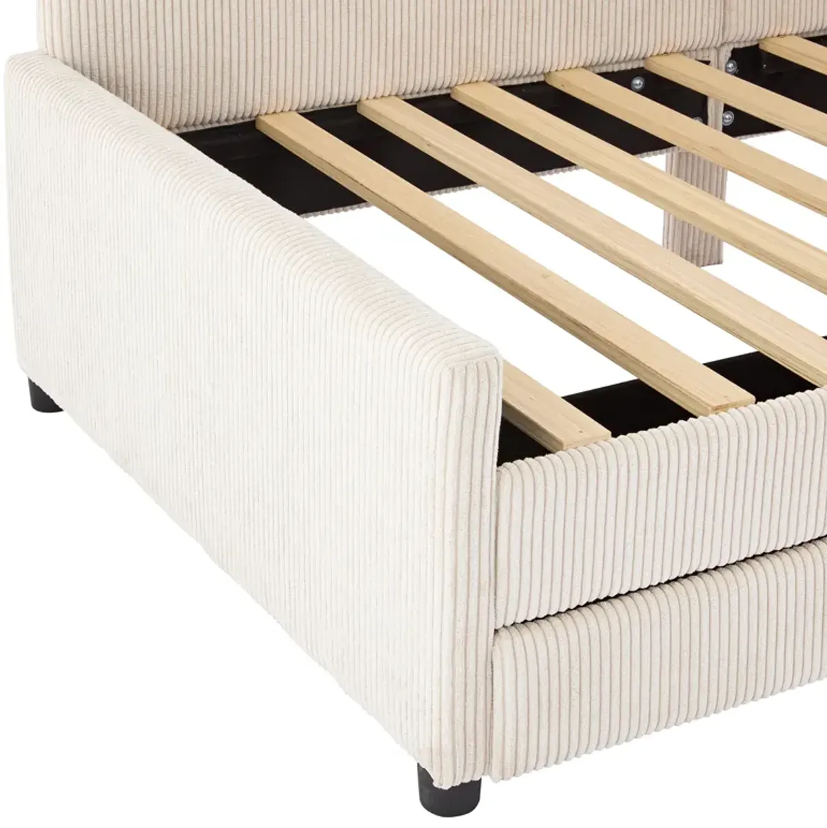 Merax L-Shaped Corduroy Daybed with 2 Storage Drawers