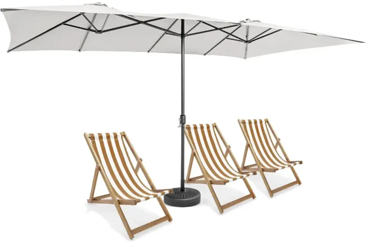 15 Feet Double-Sized Patio Umbrella with Crank Handle and Vented Tops