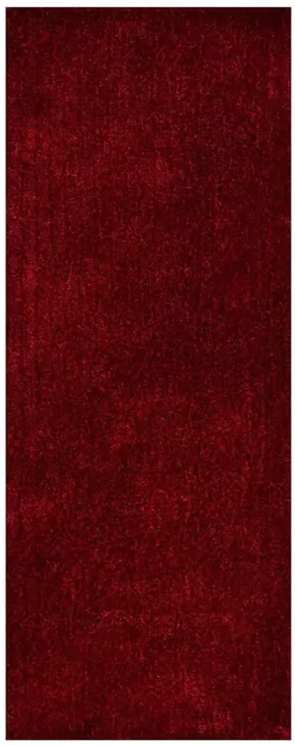 RUGSOTIC CARPETS HAND TUFTED SHAG POLYESTER ECO-FRIENDLY AREA RUGS  - 2'6''x10', Runner, Dark Pink, Solid Plain Design, High Pile Thick Handmade Anti Skid Rugs for Living Room, Bed Room K00111