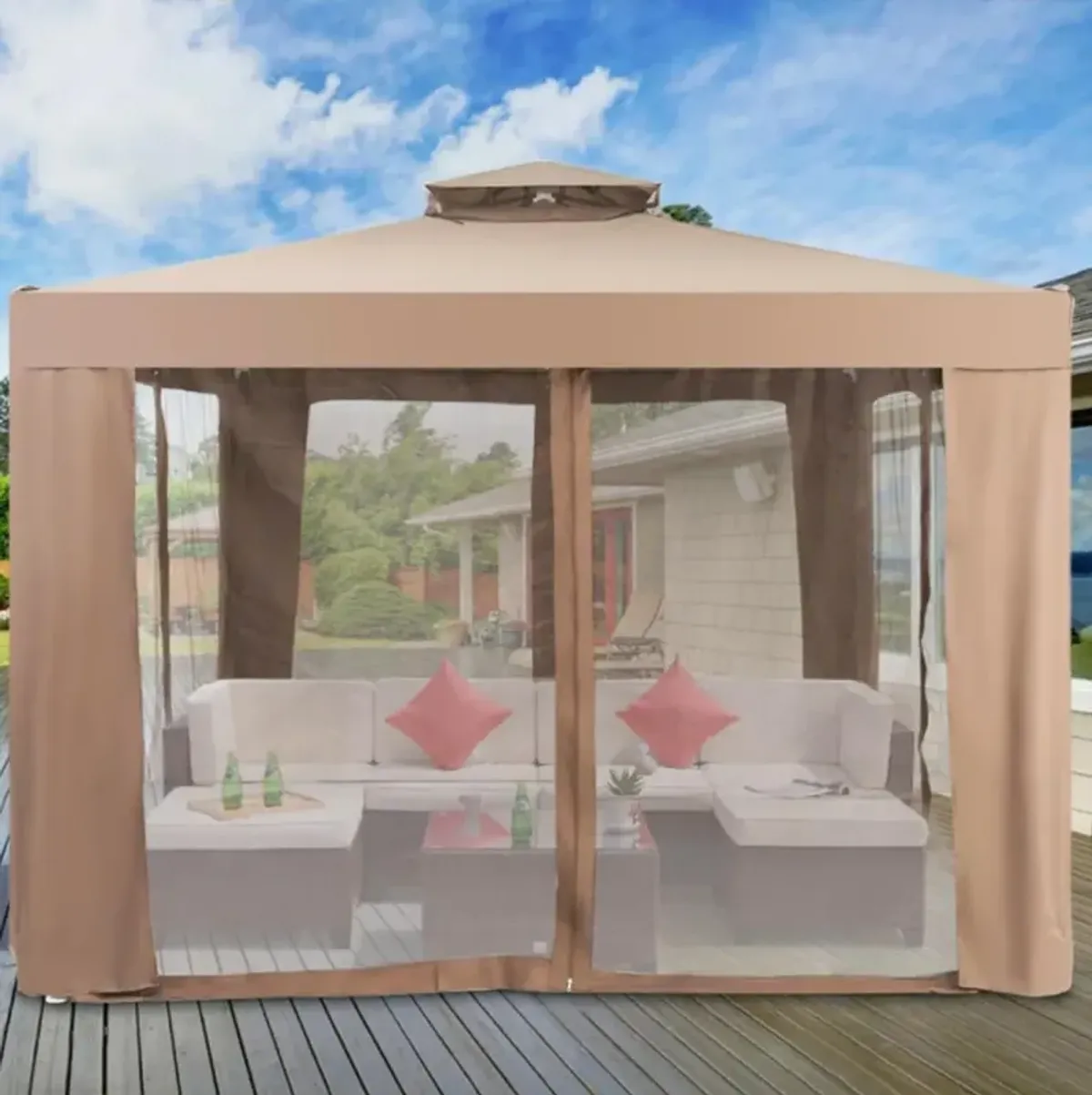 Hivvago Canopy and Garden Structures Gazebo with Netting for Outdoors
