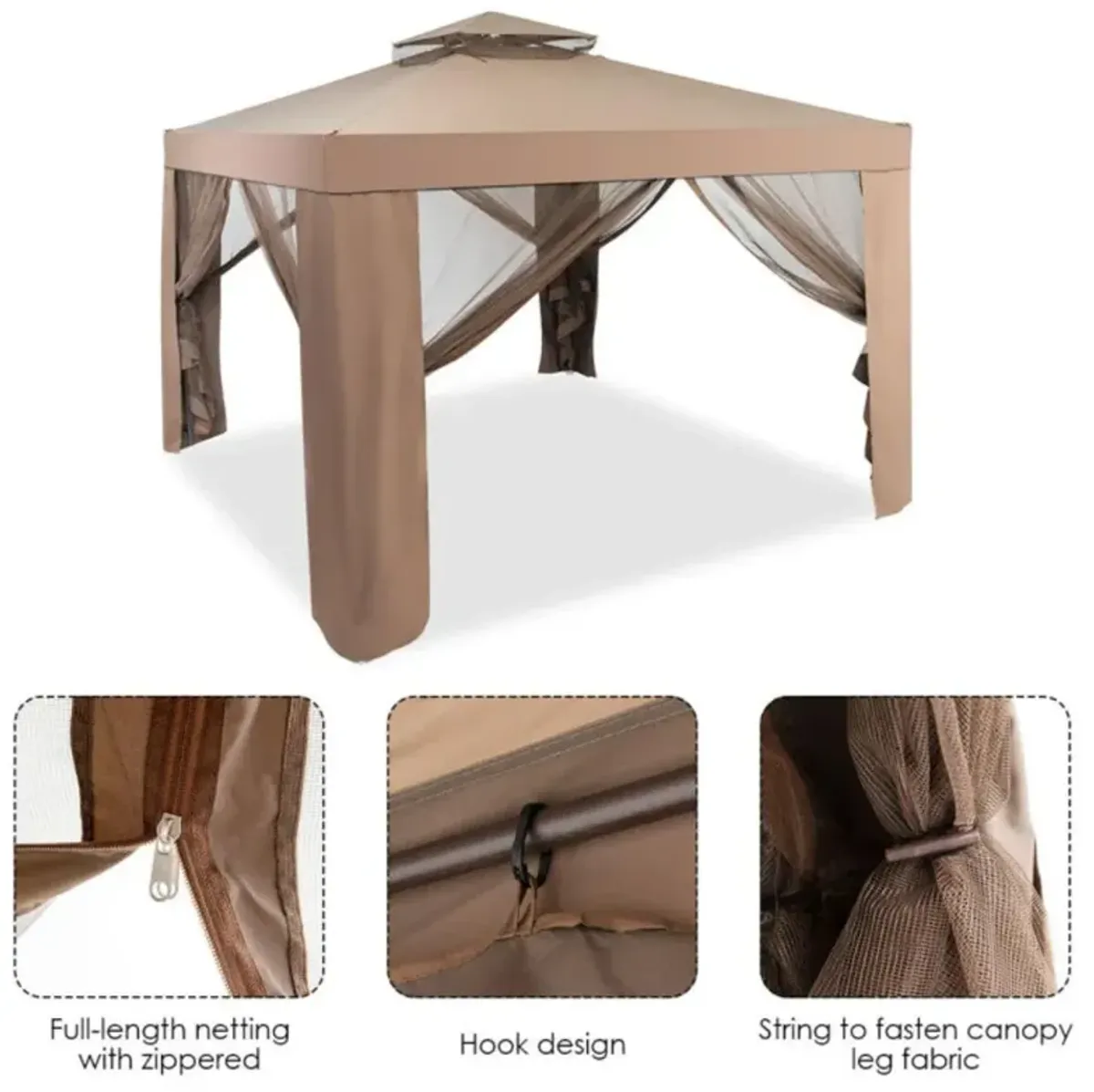 Hivvago Canopy and Garden Structures Gazebo with Netting for Outdoors