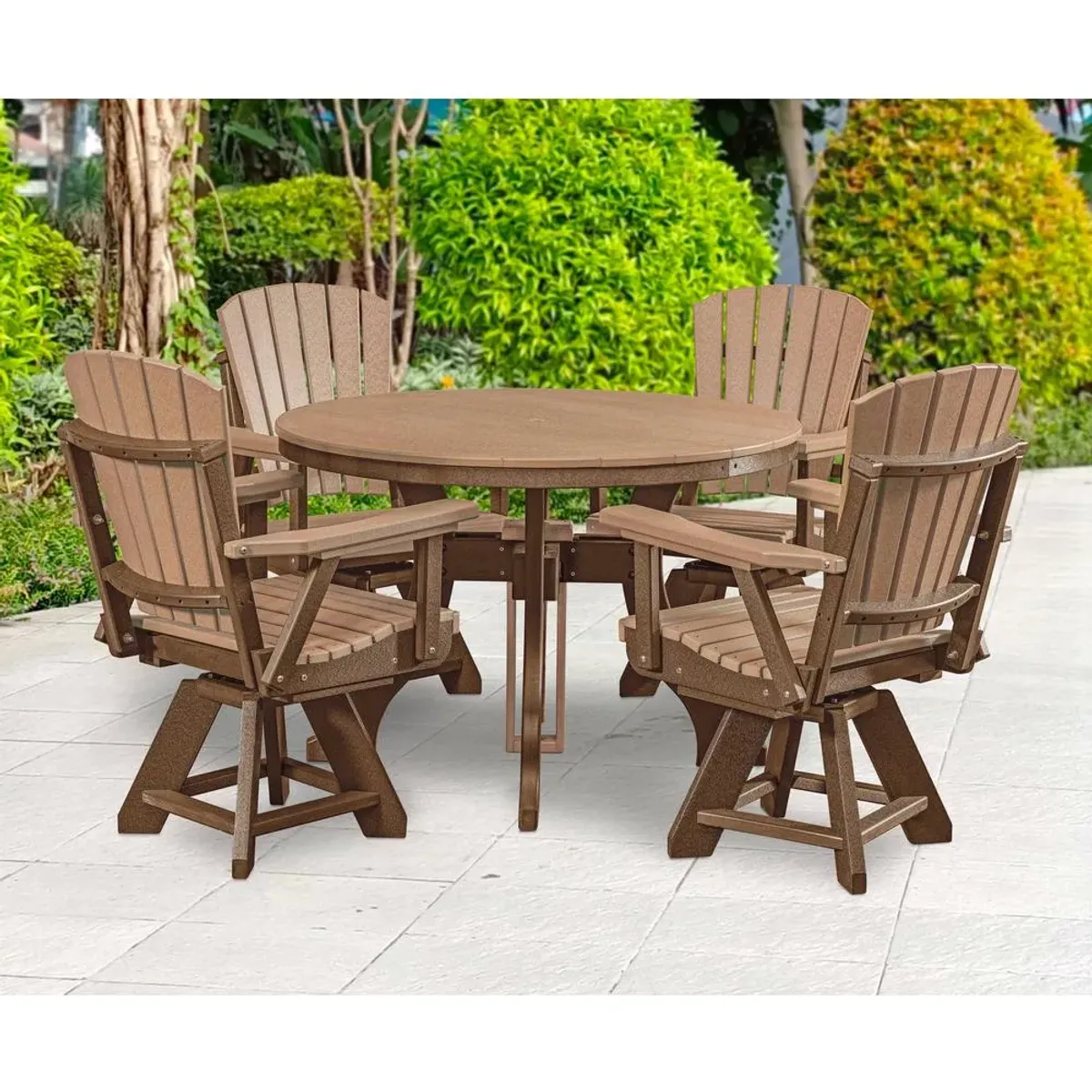 American Furniture Classics Dining Height Round Table in Cedar with a Tudor Brown Base