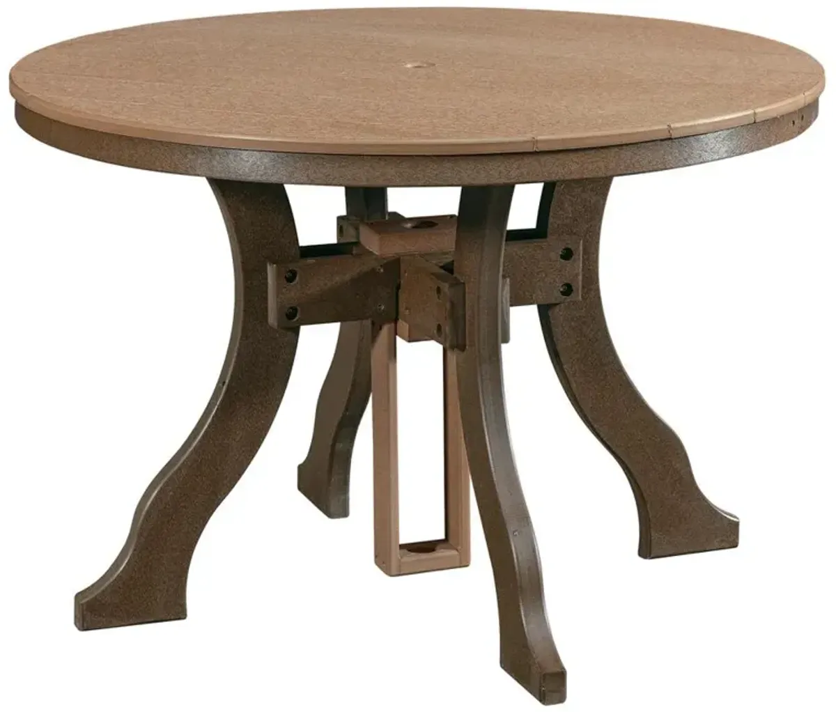 American Furniture Classics Dining Height Round Table in Cedar with a Tudor Brown Base