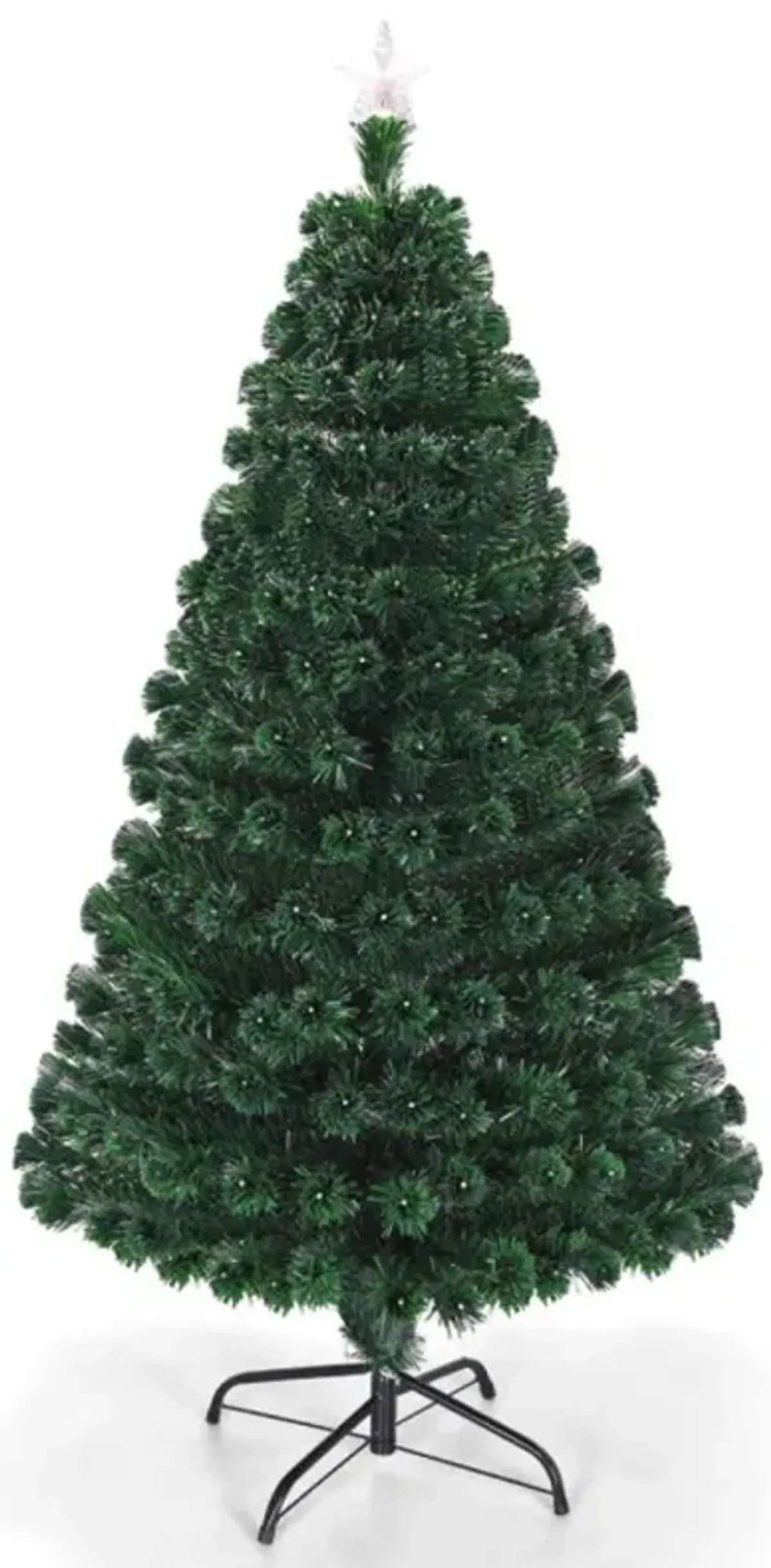 Hivvago 5/6/7 Feet Multicolor Artificial Christmas Tree with LED Light and Metal Stand