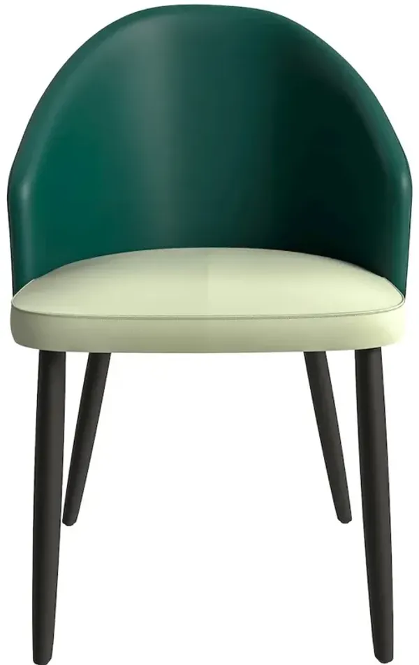 LeisureMod Paradiso Collection Modern Dining Seat in Green, with Light Grey Fabric Seat