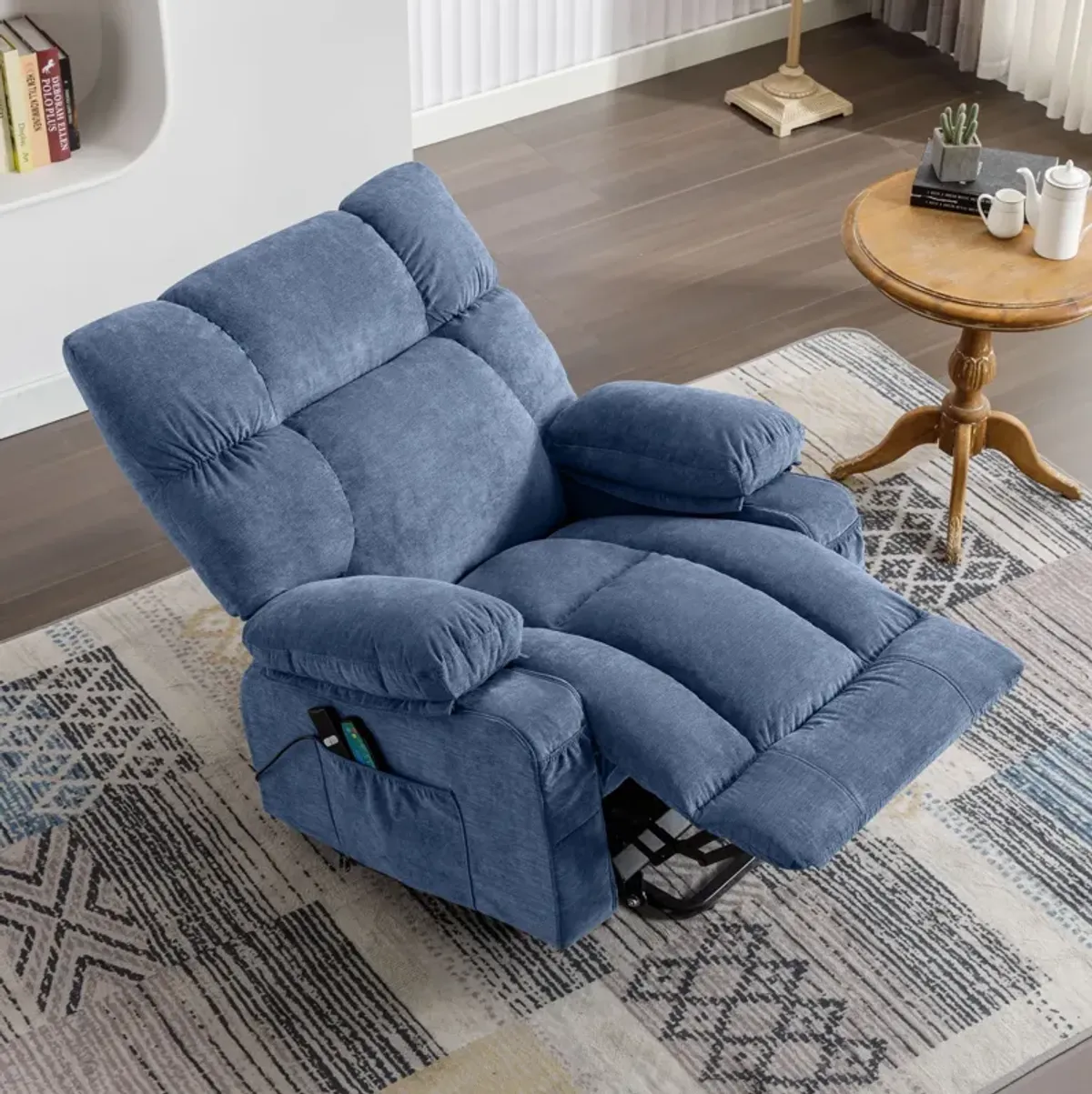 42 in. W Polyester Blend Recliner with Remote Control, Tufted and Storage