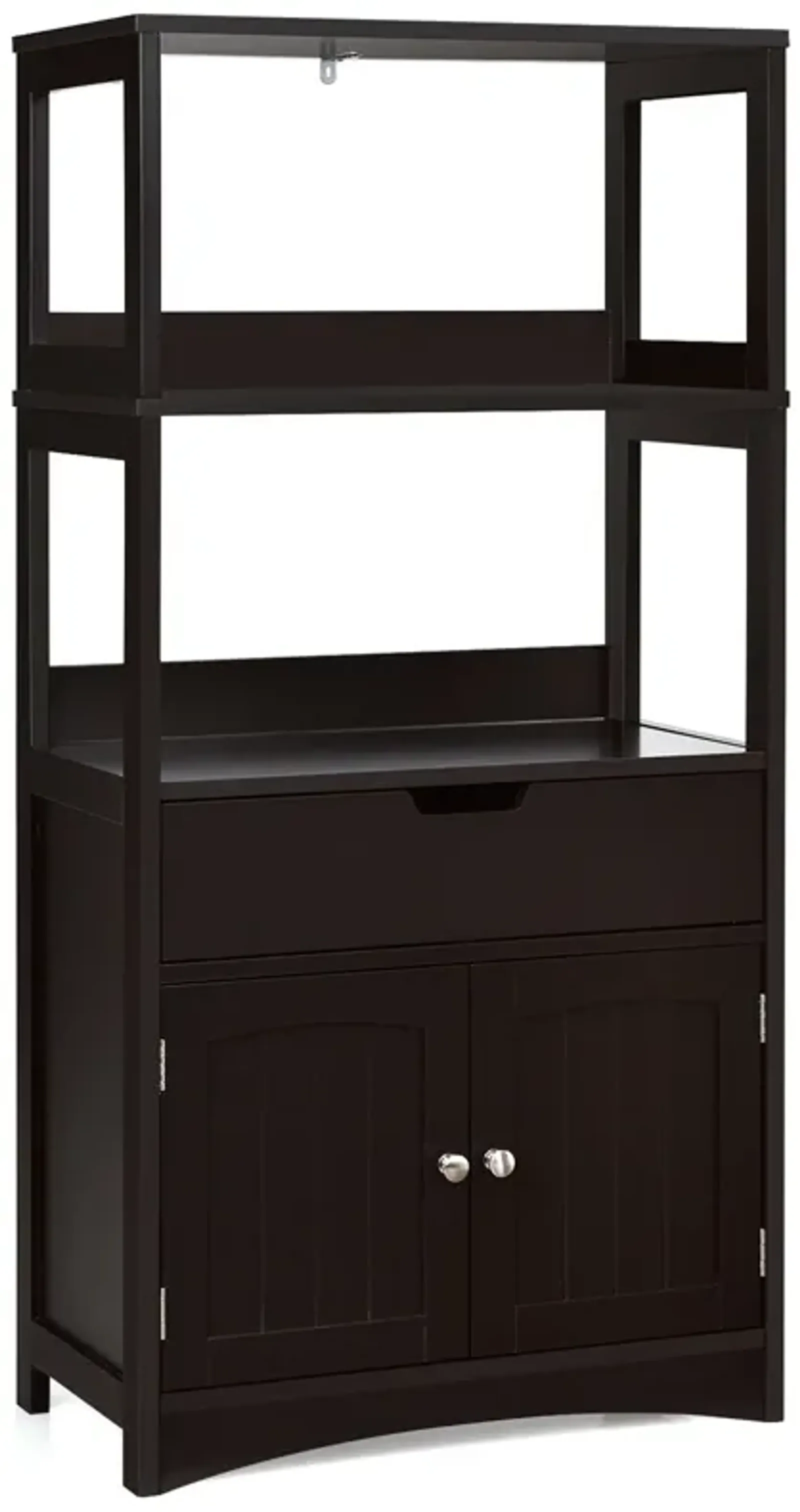 Costway Bathroom Storage Cabinet Floor Cabinet w/Drawer Shelf Cupboard Espresso