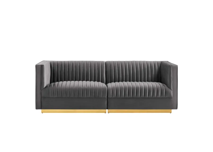 Sanguine Channel Tufted Performance Velvet Modular Sectional Sofa Loveseat