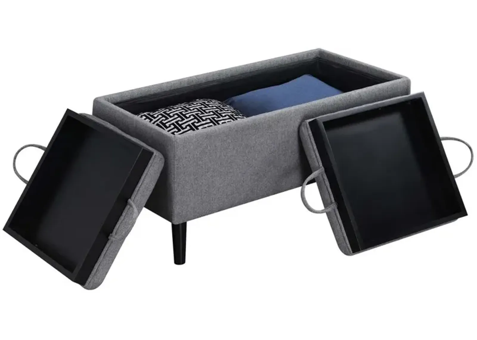 Convenience Concepts Designs4Comfort Magnolia Storage Ottoman with Trays