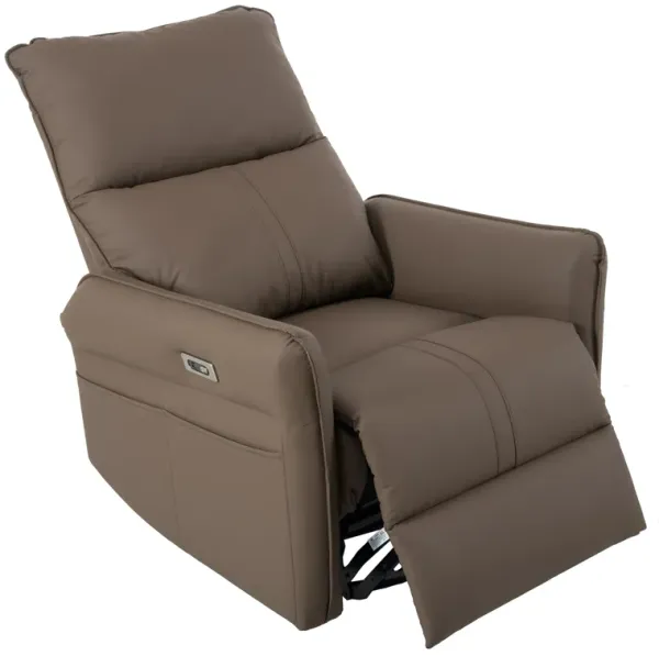 Mondawe 270° Power Swivel Rocker Recliner Chair, PU Leather Electric Glider with USB Ports