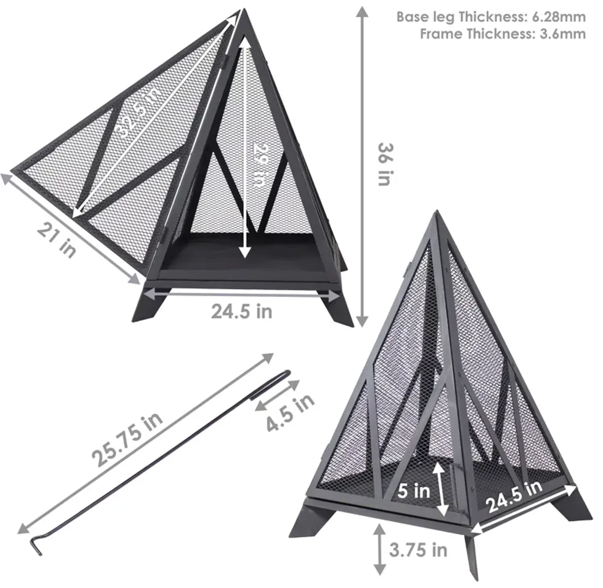 Sunnydaze Majestic Pyramid Heavy-Duty Steel Outdoor Fire Pit