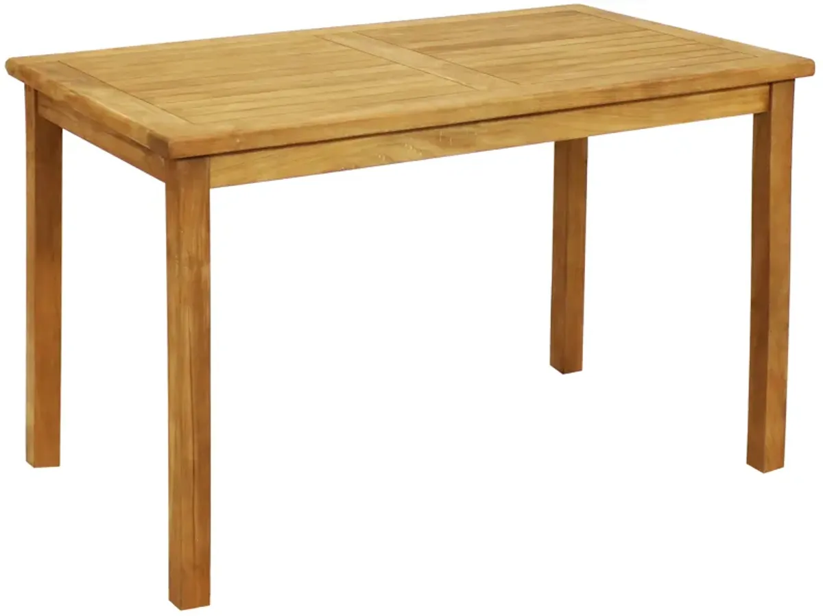 Sunnydaze 47.25 in Solid Teak Rectangular Patio Dining Table