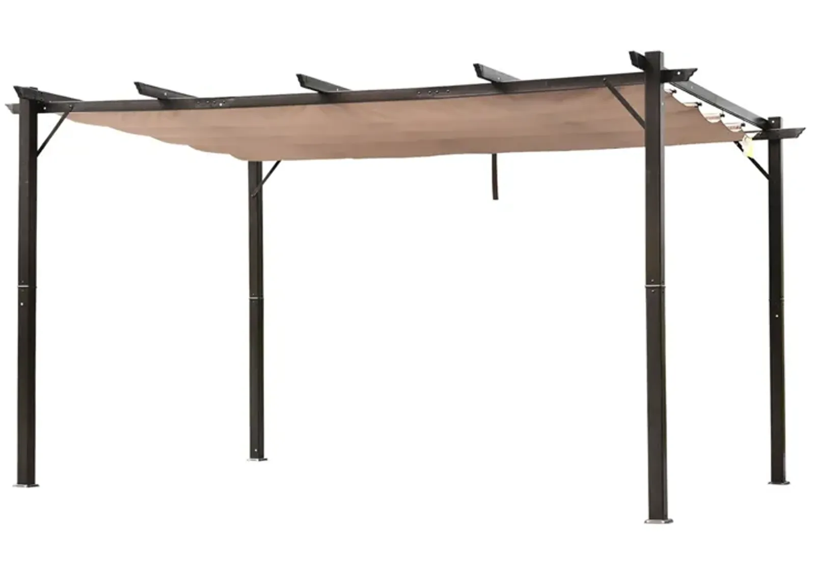 Extended Brown Shelter: 10x13 ft Aluminum Retractable Pergola Canopy