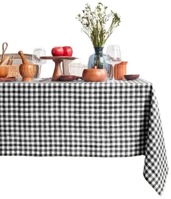 Solino Home 100% Pure Linen Tablecloth - Gingham Check