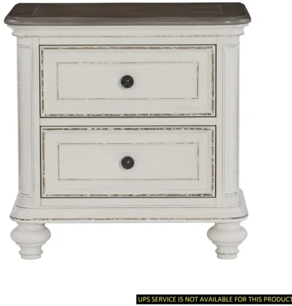 Streamdale Antique Nightstand in White and Gray
