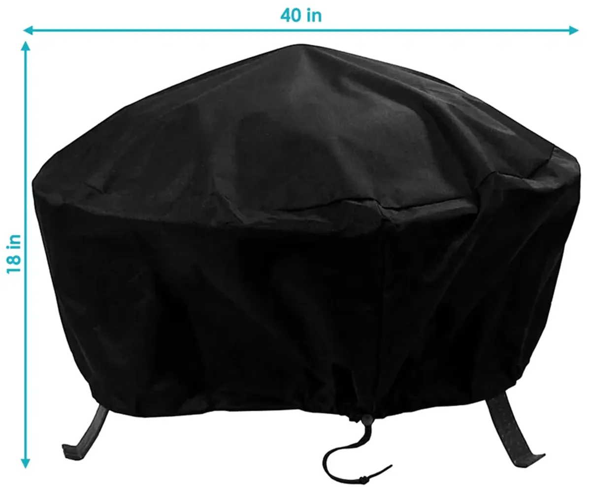 Sunnydaze Heavy-Duty PVC Round Outdoor Fire Pit Cover - Black