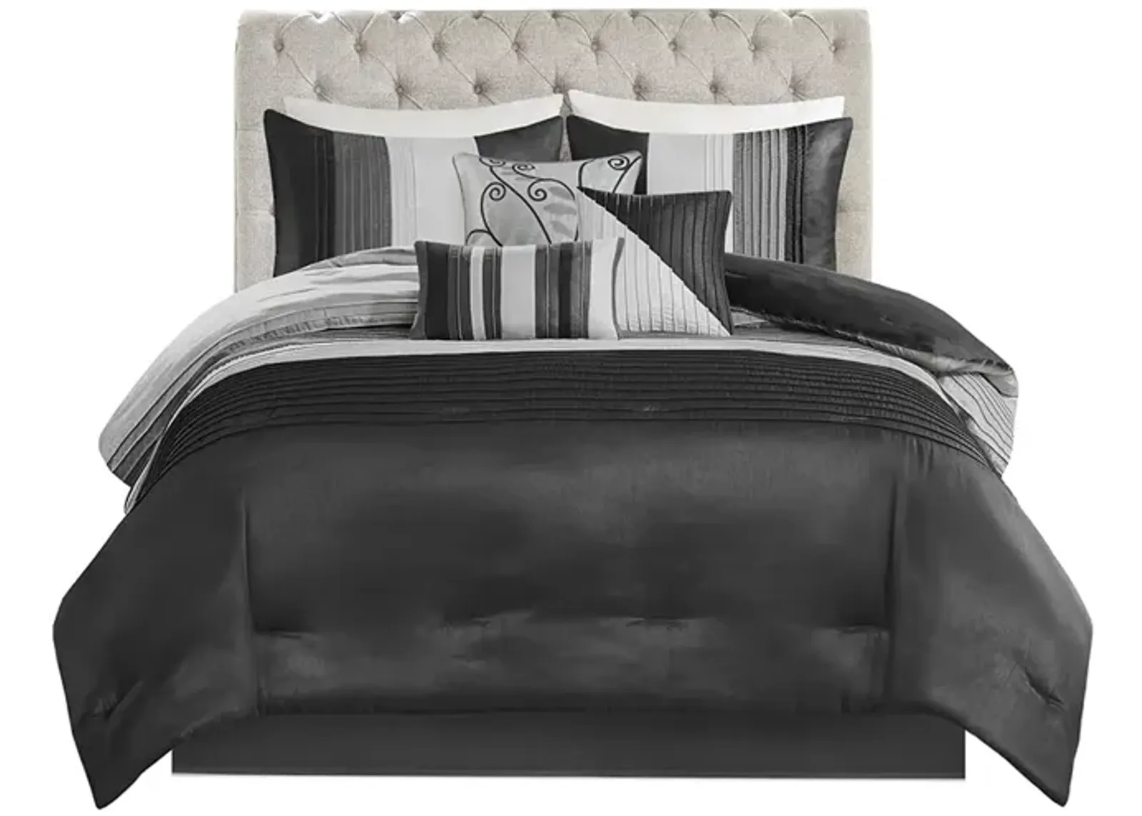 Gracie Mills Nixon 7-Piece Contemporary Striped Comforter Set