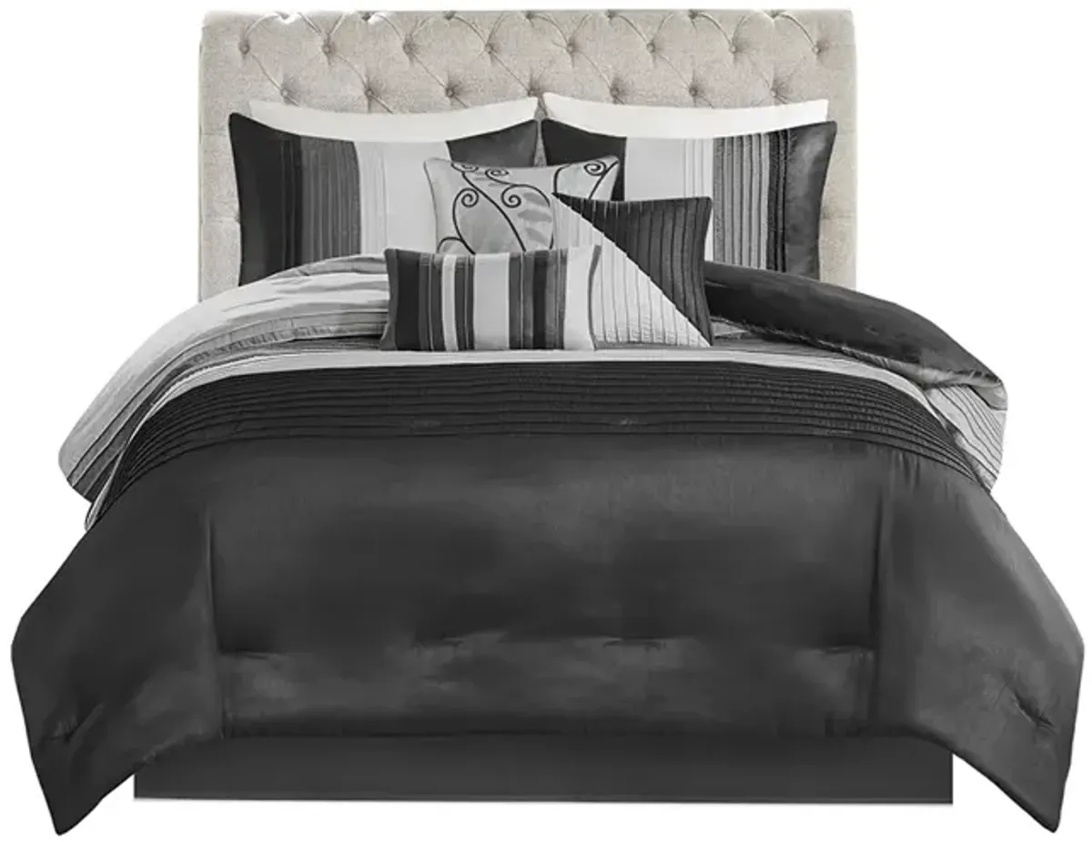 Gracie Mills Nixon 7-Piece Contemporary Striped Comforter Set