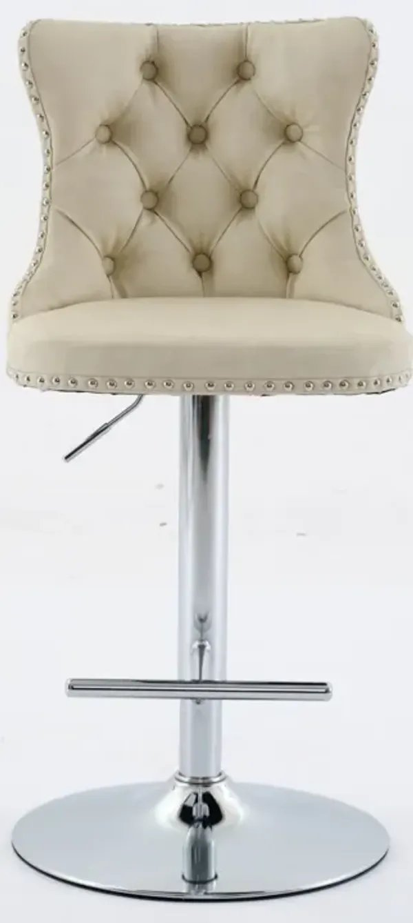 Streamdale Adjustable Swivel Barstools with Backs (Beige, Set of 2)