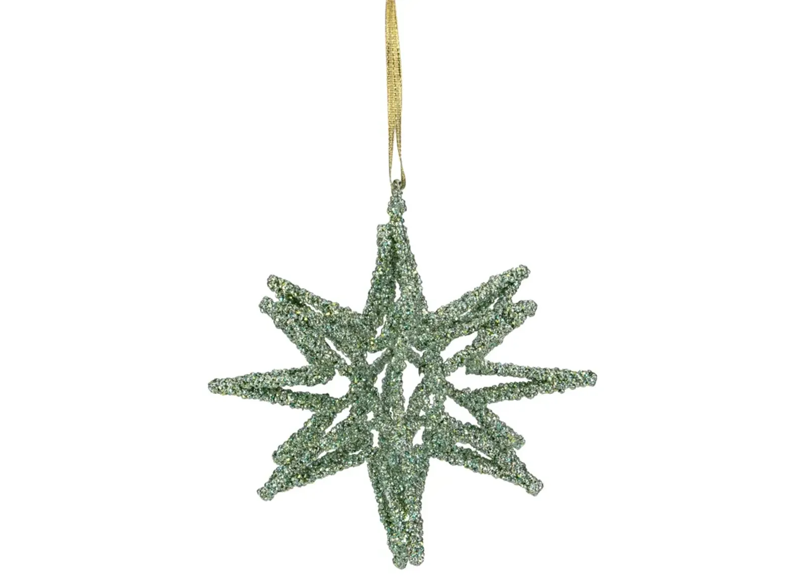 6.5" Green 3-D Glittered Star Christmas Ornament