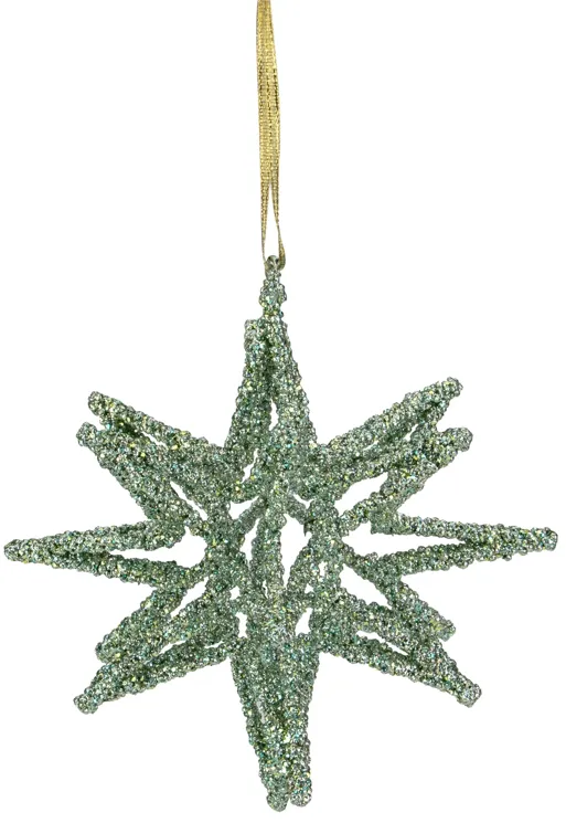 6.5" Green 3-D Glittered Star Christmas Ornament