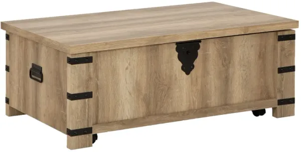 Classic 47 Inch Coffee Table, Lift Top, Concealed Storage, Light Brown Wood-Benzara