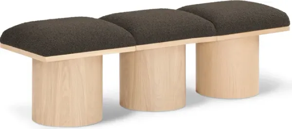 Meridian Furniture Pavilion Brown Boucle Fabric Bench