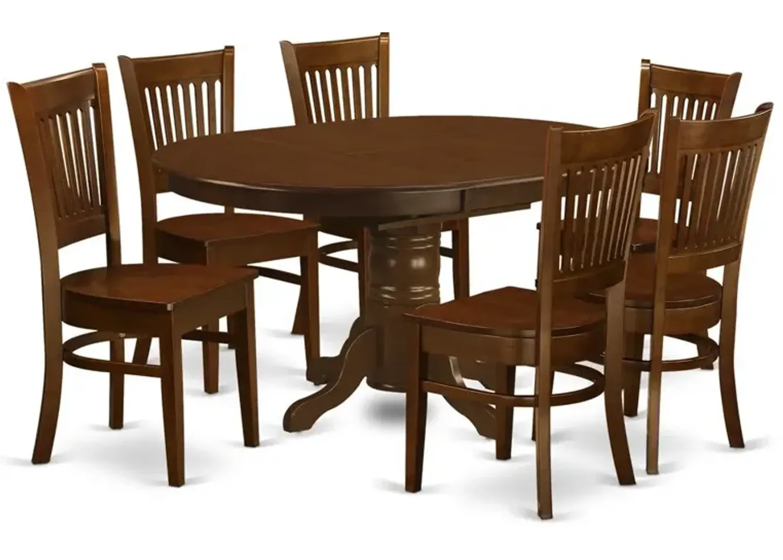 East West Furniture 7  Pc  set  Kenley  Dinette  Table  with  a  Leaf  and  6  hard  wood  Seat  Chairs  in  Espresso  .