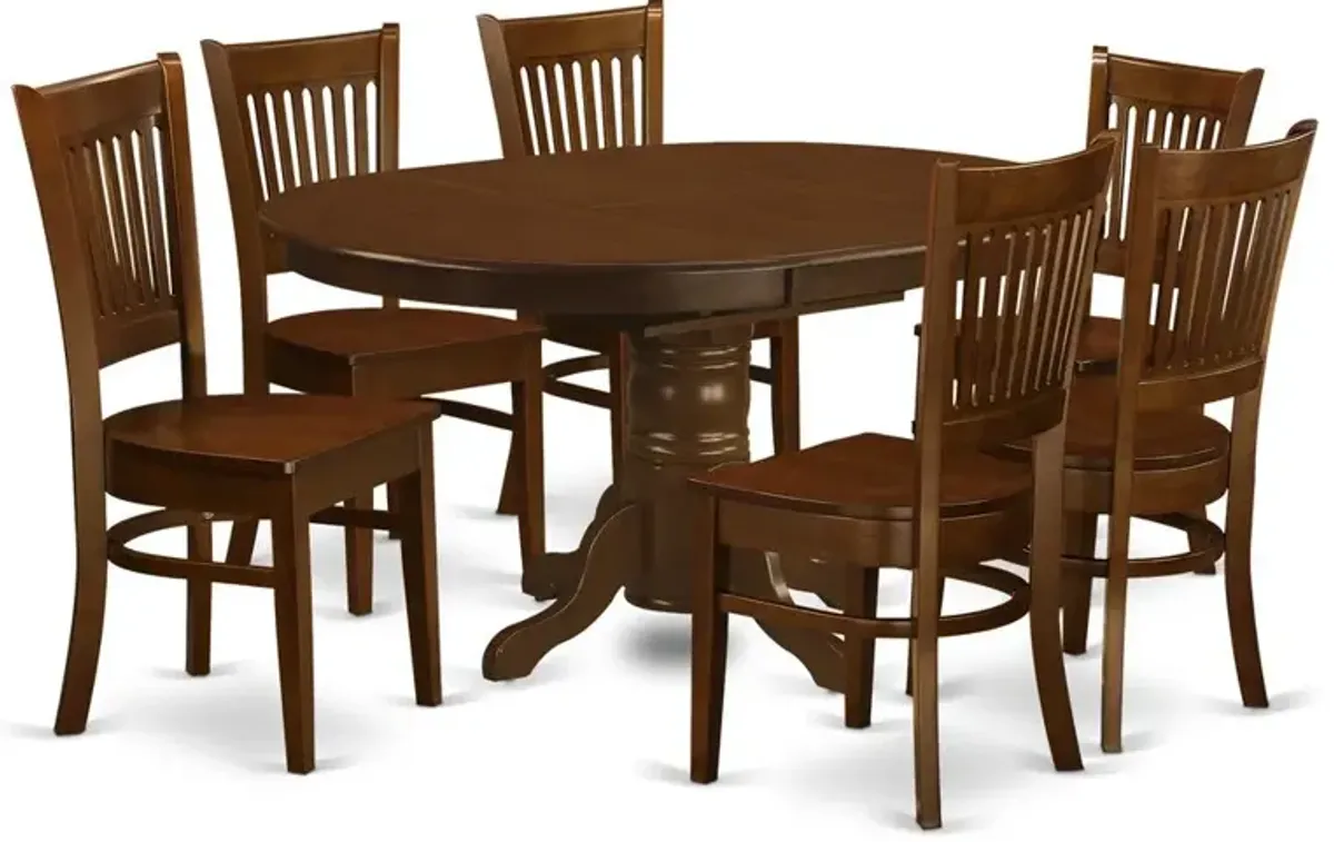 East West Furniture 7  Pc  set  Kenley  Dinette  Table  with  a  Leaf  and  6  hard  wood  Seat  Chairs  in  Espresso  .