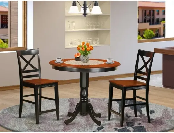 3 Pc counter height pub set-pub Table and 2 bar stools with backs