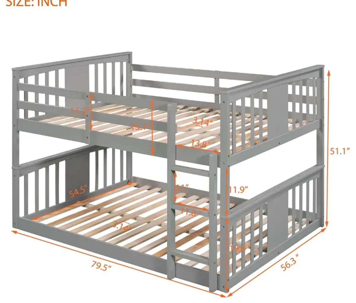 Full Over Full Bunk Bed With Ladder