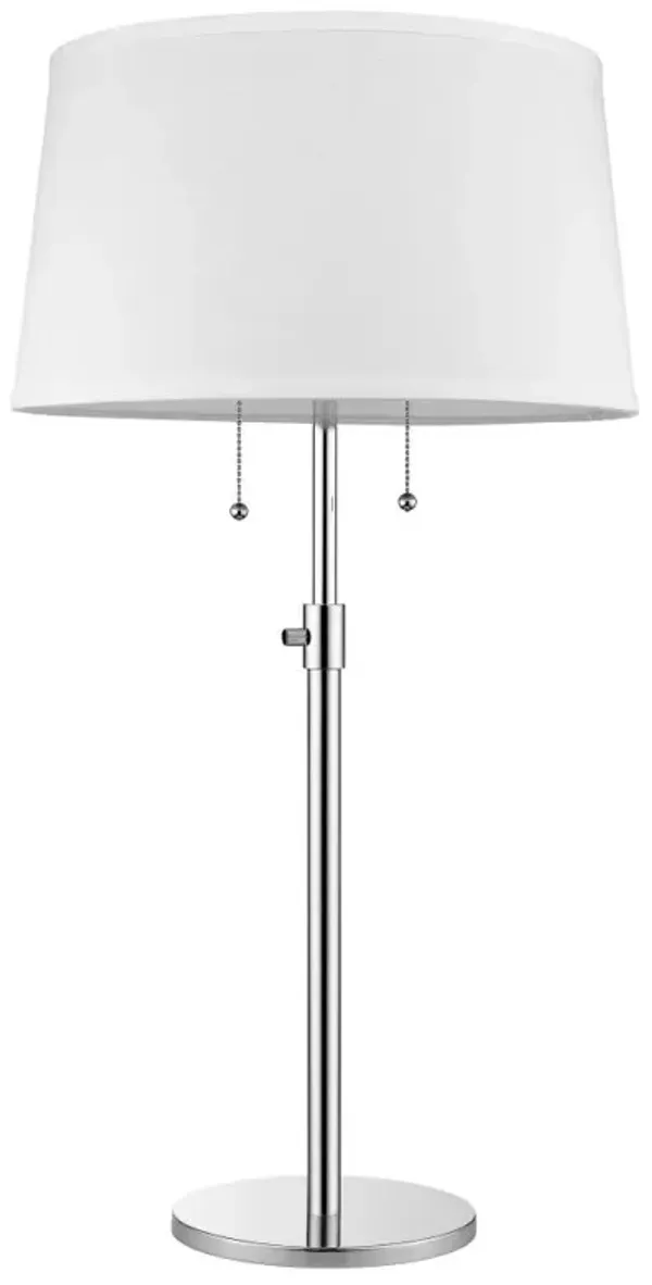 Hivvago 31" Silver Metal Two Light Adjustable Table Lamp With White Empire Shade