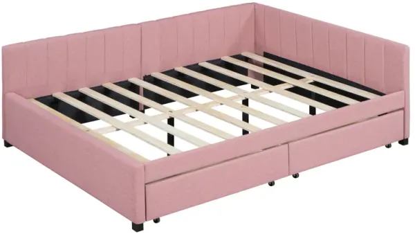 Whisen Classic Design Full Size Upholstered Daybed with 2 Storage Drawers