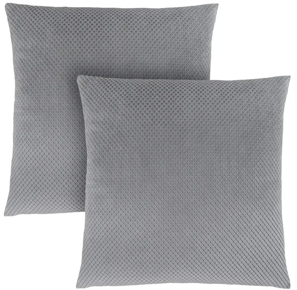 Monarch Specialties I 9307 Pillows, Set Of 2, 18 X 18 Square, Insert Included, Decorative Throw, Accent, Sofa, Couch, Bedroom, Polyester, Hypoallergenic, Grey, Modern
