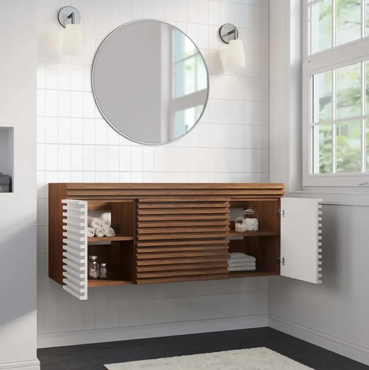 Render 48" Wall-Mount Bathroom Vanity Cabinet