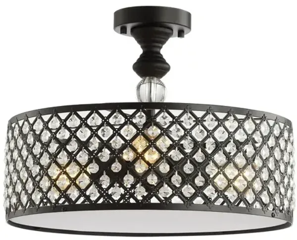 Elise 3-Light Crystal/Metal Drum Semi-Flush Mount