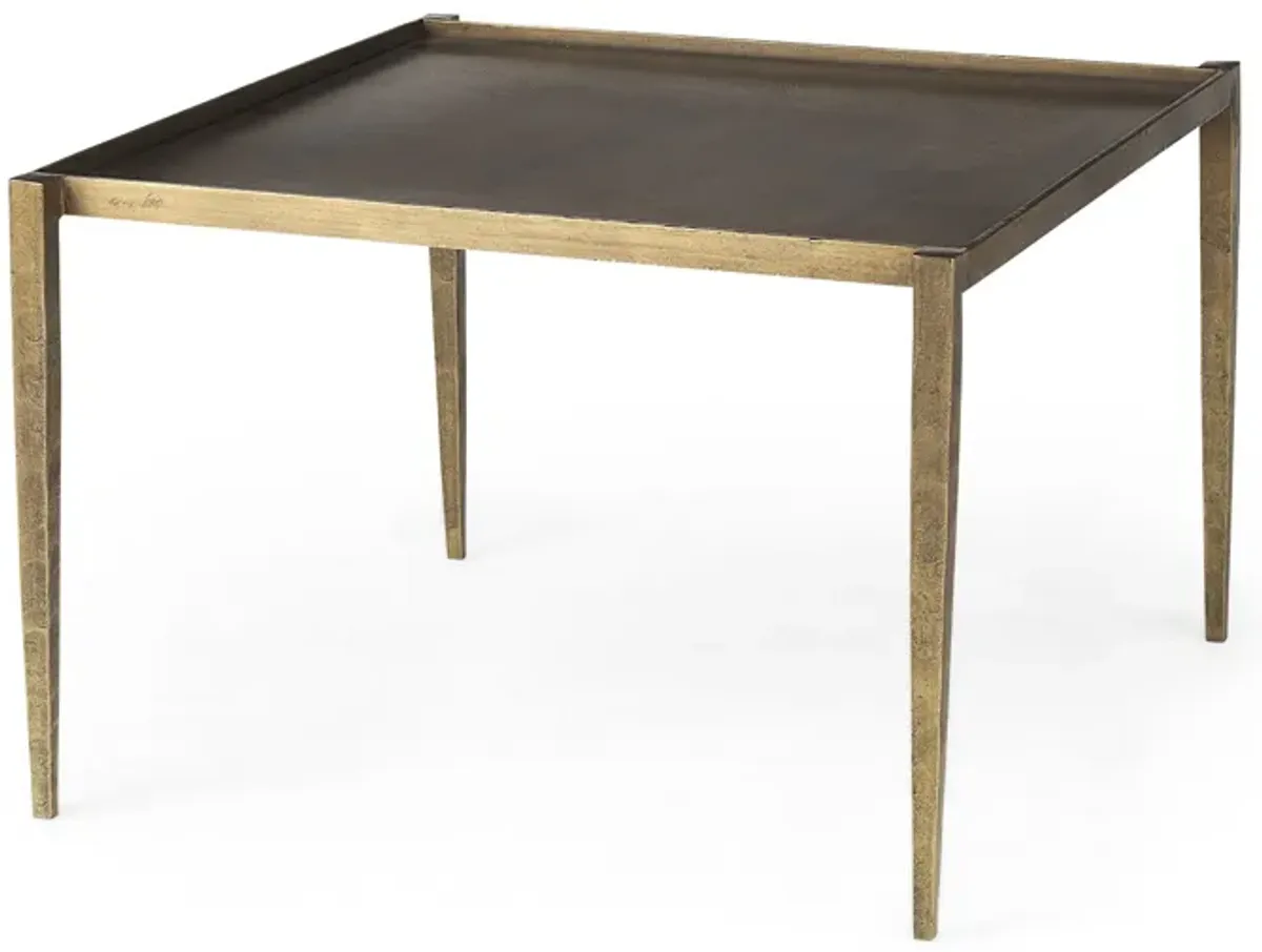 Dark Brown And Antiqued Gold Coffee Table