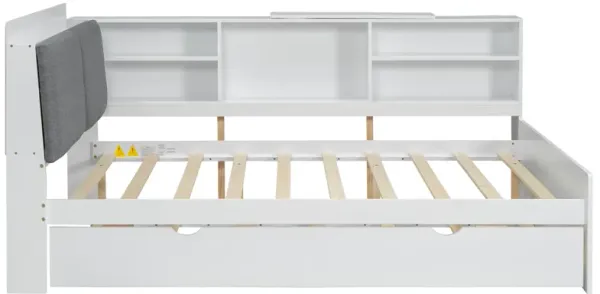 Merax Platform Bed with Trundle and Storage Headboard