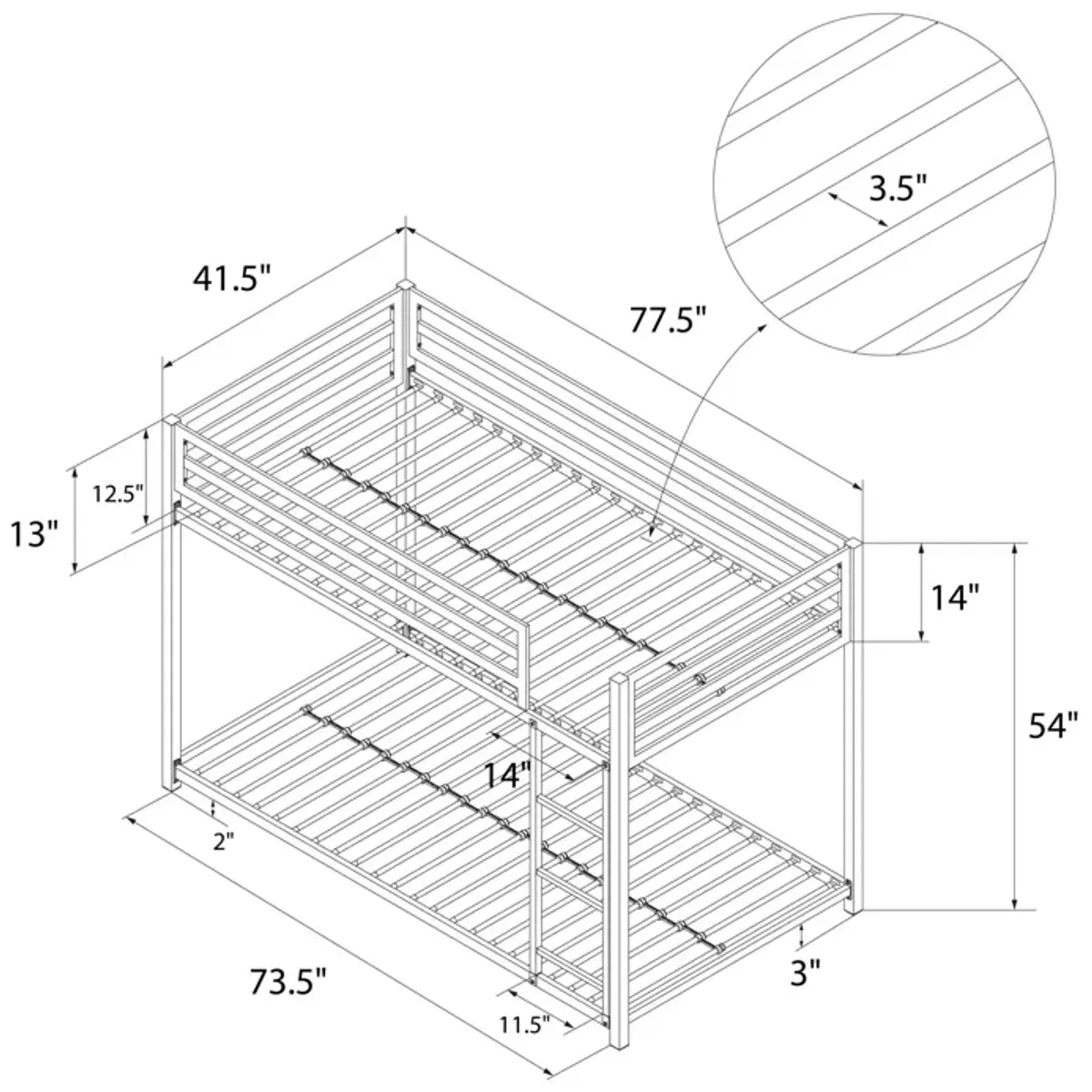 DHP Miles Metal Twin/Twin Bunk Bed