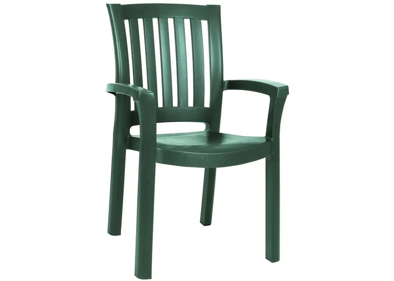 35.5" Green Resin Solid Stackable Weather Resistant Dining Arm Chair